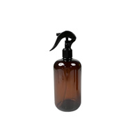 Flacon pompe en plastique PET rond transparent brun ambré de 100 ml, 200 ml, 250 ml pour liquide de parfum avec pulvérisateur à gâchette noir