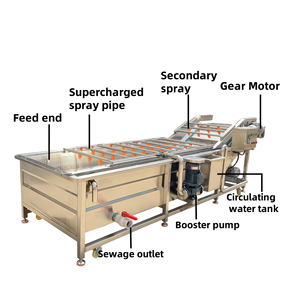 Laveuse de légumes à bulles, machine de nettoyage de fruits, laveuse de choux-frisés, machine de rinçage de salades et de légumes, machine de lavage de produits frais - Product Image 2
