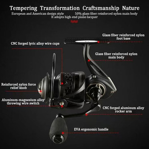LUTAC Moulinets de pêche spinning <span class=keywords><strong>moins</strong></span> chers Poids léger pour la pêche en roche Série 1000/2000/3000 7 + 1 Roulement <span class=keywords><strong>Fibre</strong></span> de verre Nylon Corps principal - Product Image 4