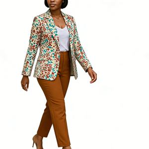 Damen Blazer & Hose 2-teiliges Set Vielseitiges Casual Formelles Büro-Outfit Atmungsaktiver Bedruckter Blazer-Anzug Sehe Fashionbisou - Product Image 4