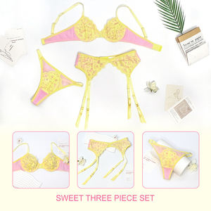 เซ็ตกางเกงชั้นในลูกไม้สีขาวโปร่งสุดเซ็กซี่ของผู้หญิงชุดบราและกางเกงในผ้าไหมชุดชั้นในสตรีแบบปักลายเซ็กซี่ - Product Image 4