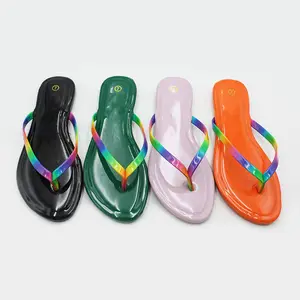 Wholesale ladies summer Hawaiian colorful slides for women custom flip flops women rubber slippers sandals women 2024