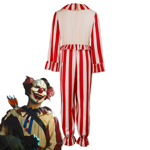 Cornfield Clown Cosplay Costume Red White Striped Jumpsuit Halloween Party Role Play Costume Adult Size - Product Image 4