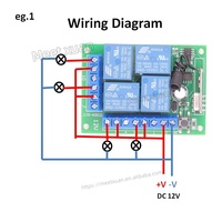 Module récepteur de relais sans fil 433 MHz avec télécommande RF 4 canaux 433,92 MHz, interrupteur de commande à distance 12 V CC 4 canaux