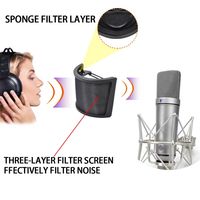 U-WS Champagne U Forme 2 Couche Maille Haute Qualité Microphone Insonorisé Filtre Pop Pare-Brise pour Studio Room ou Live Broadcast
