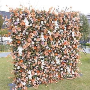 Wedding <b>Artificial</b> Flower Wall Panel 3d Flower Wall Backdrop 8ft X 8ft Roll up Silk Rose Flower Wall - Product Image 2