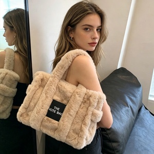 Borsa Tote in Finta <span class=keywords><strong>Pelliccia</strong></span> Zeyu per Donne, Borsa a Spalla Morbida e Pelosa, Borsa per Shopping <span class=keywords><strong>con</strong></span> Tracolla, Borsa Ecologica in Finta <span class=keywords><strong>Pelliccia</strong></span> - Product Image 2