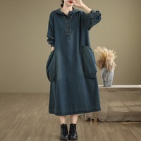 Nouvelle robe décontractée à capuche pour femme, style rétro, coupe ample et amincissante