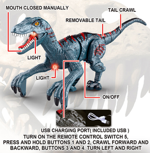 Giocattolo di dinosauro con telecomando per bambini-grande dinosauro da passeggio RC con luci, suoni e ruggito (2.4G) - Product Image 3