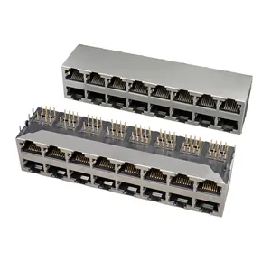 Prise modulaire Gigabit 2x8 ports connecteur femelle rj45 prise électronique 8 broches prise pcb 8p8c connecteur ethernet rj45