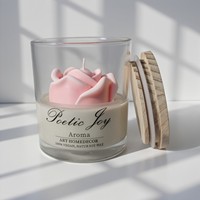 Bougie parfumée en verre sculptée en forme de rose, en cire de soja naturelle végane, romantique et exquise, pour un cadeau de la Saint-Valentin, décoration de table à la maison