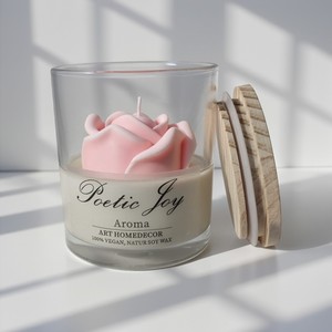 Bougie <span class=keywords><strong>parfum</strong></span>ée en verre sculptée en forme <span class=keywords><strong>de</strong></span> <span class=keywords><strong>rose</strong></span>, en cire <span class=keywords><strong>de</strong></span> soja naturelle végane, romantique et exquise, pour un cadeau <span class=keywords><strong>de</strong></span> la Saint-Valentin, décoration <span class=keywords><strong>de</strong></span> table à la maison - Product Image 2