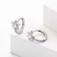 Boucles d'oreilles créoles Mylove personnalisées en argent sterling 925 plaqué or 18 carats avec zircon fin et étoile céleste à six branches pavée de CZ, vente en gros