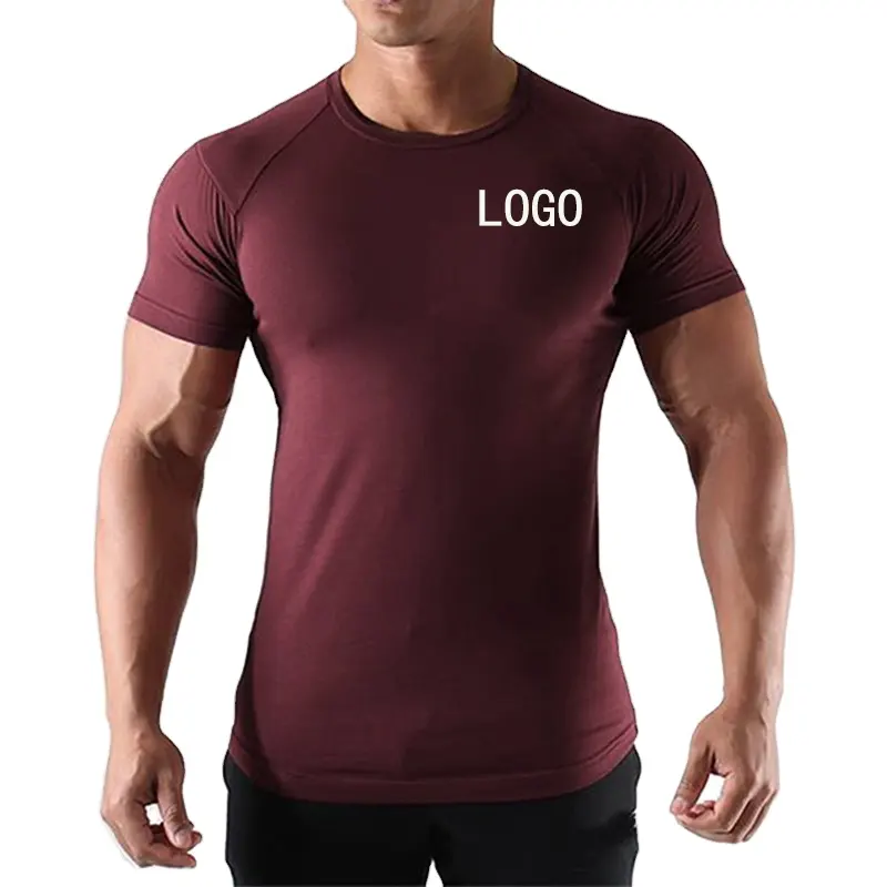 Camiseta esportiva para academia, roupa de compressão, logotipo personalizado, camisas para homens
