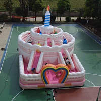 Gâteau de fête d'anniversaire massif parc à thème pvc gonfler château de rebond bail d'affaires adapté aux enfants combinaison de toboggan de saut