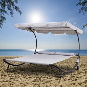 Tubo de acero Material de tela al aire libre <span class=keywords><strong>tumbona</strong></span> <span class=keywords><strong>con</strong></span> dosel almohadas grande doble playa <span class=keywords><strong>tumbona</strong></span> <span class=keywords><strong>con</strong></span> <span class=keywords><strong>ruedas</strong></span> y techo - Product Image 6