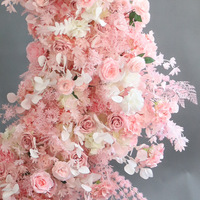 Panier mural de fleurs artificielles roses en forme de lune, vente en gros d'usine, pour fournitures de mariage, accessoire photographique domestique, décoration, matériau personnalisé