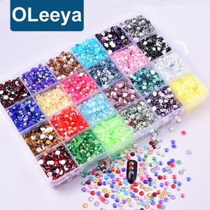 Oleeya 12000pcs <b>Box</b> Package Resin Rhinestone <b>Mix</b> 24 Colors Crystal Jelly and Silver Bottom Rhinestones for Nail Phone Art Design - Product Image 2
