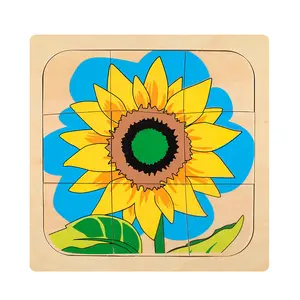 Montessori Puzzle multicouche éducation précoce dessin animé Animal Puzzle enfants processus de croissance en bois jouets