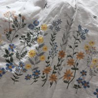 Ensemble de couette personnalisé en chanvre couleur naturelle avec motif floral imprimé pour chambre à coucher, ensemble trois pièces brodé 100 % chanvre pour lit double