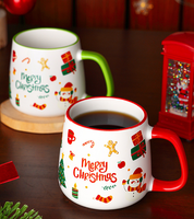 Cadeaux de Noël : Vaisselle en Porcelaine Fine Imprimée de Haute Qualité, Thème Renne, Flocon de Neige et Père Noël, Écologique et Compatible Lave-Vaisselle