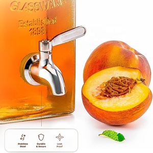 Tarro de cristal cuadrado alto, dispensador de bebidas con espiga de acero inoxidable y tapa de vidrio, botella de bebida de 80 onzas - Product Image 5