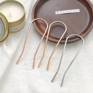 Roségold Silber 2-Zackige Metall-Legierung Haarnadeln Haargabel U-förmige Hochsteckfrisur-Haarstäbchen für Haarstyling-Werkzeug Zubehör - Product Image 1