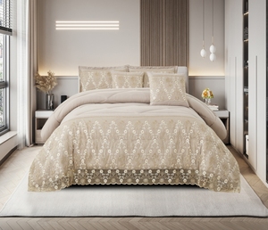 Phong Cách Hiện Đại Baroque Sang Trọng 3-Mảnh Nhung Bộ Đồ Giường Đặt Phong Cách Mới Ren Thêu Comforter 1 Duvet 2 Vỏ Gối Dệt - Product Image 1