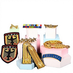 Accesorios Personalizados de Uniforme de Seguridad Premium: Epaulettes Metálicos, Insignias de Pecho, Sin Níquel, Negro/Dorado/Plateado, Nylon/Cuero - Product Image 3