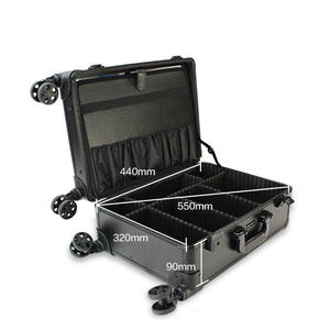 Estuche de maquillaje Qihui de 18 pulgadas, metálico negro con ruedas y asa desmontable para almacenamiento en el hogar. - Product Image 2