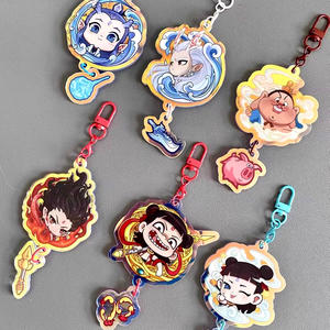 Özel Nezha film sıcak karakterler Glitter etkisi anahtarlık fabrika şirket logo promosyon reklam alize ricrafts el sanatları - Product Image 4