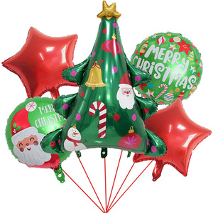Dibujos animados de Papá Noel Árbol de Navidad Juego de <span class=keywords><strong>globos</strong></span> de papel de aluminio Color rojo y verde 5 piezas <span class=keywords><strong>Globos</strong></span> Formas personalizadas Patrones y tamaños - Product Image 3