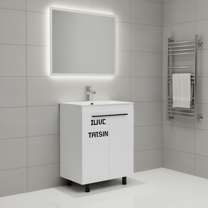 Set da Bagno Bianco Rettangolare Minimalista in Plastica Facile da Pulire per Uso Bagno - Product Image 2