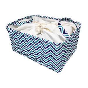 8L-72L Blue Clothing Toy Storage Box Bin Organizer Small Foldable Fabric Storage Basket with Dual Handles