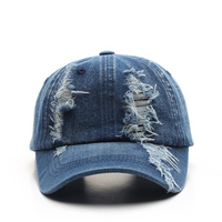 Gorra de béisbol de 6 paneles en blanco al por mayor, estilo vaquero desgastado y descolorido, tipo Dad Hat