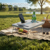 Mesa Plegable Pequeña de Plástico para Exteriores, Portátil, para Comer y Beber, Ideal para Picnic y Camping, con Patas Plegables