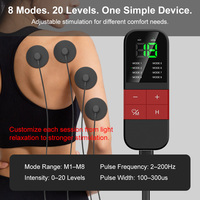 Masseur TENS rechargeable, stimulateur musculaire portable pour soulager la douleur, appareil de physiothérapie filaire avec 8 modes et 20 niveaux d'intensité