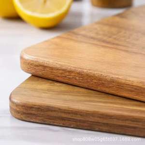 Planche à découper rectangulaire en bois massif, bloc de découpe multifonctionnel pour la cuisine, pour servir des fruits, des pizzas, des desserts, couleur rétro - Product Image 3