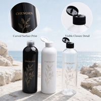 Bouteilles cosmétiques rondes en PET de 5 à 1000 ml avec pompe pulvérisatrice pour shampoing, nettoyant visage et sérum de soin de la peau, emballage personnalisé avec bouchon à clapet