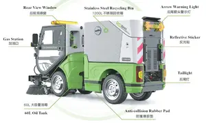 Electric Automatic Road Sweeper Energy Saving Outdoor Road Sweeper Cleaning 4 Wheel Street Sweeping Machine Road Sweeper 900l