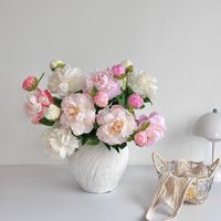 Fleurs artificielles de pivoine en soie à 2 têtes de haute qualité pour centre de table de salon, salle à manger et accessoires de photographie