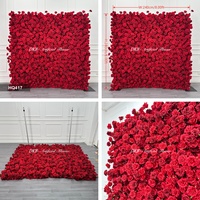 DKB Wholesale - Décoration de mariage moderne - Mur de fleurs artificielles rouges suspendues - Mur de fleurs artificielles - Décoration florale pour mariage