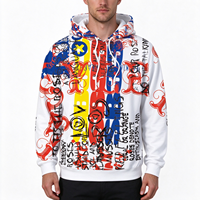 Sweat-shirt à capuche zippé pour homme, personnalisé, en gros, entièrement imprimé par sublimation, impression 3D, avec capuche, style pull-over