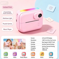 Kamera Cetak Instan Anak-anak CMOS Lensa Ganda Layar IPS 2.0" Lampu Warna-warni Permainan Printer Foto Termal Portabel Baterai 1300mAh