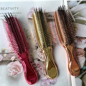 Brosse de massage du cuir chevelu de luxe la plus vendue, électroplaquée, à double poils en nylon, pour le soin des méridiens du cuir chevelu, démêlante pour cheveux humides et secs - Product Image 1