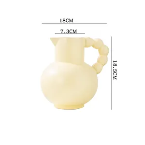 French Handle Vase And Milk Pot Ceramic Flower Ornaments For Living Room Decoration Ins Wind Style