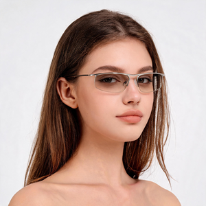 OEM Hot Sale Women's Half Rim Rectangle Metal Sunglasses Mirror Lenses 100% UV400,Logo Customized,CE - Product Image 1