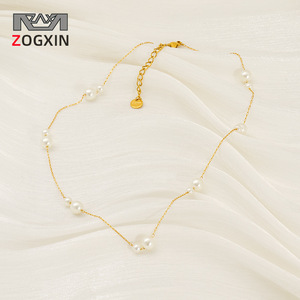 Zogxin Pearl Necklace 18K Gold Plated Geometric Clavicle Chain For Women Party Jewelry - Product Image 1