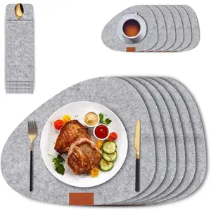 Environmental Protection Customized Felt Mats Thermal Insulation Round Felt Placemats And Coasters Set Of 6