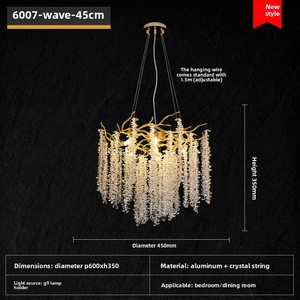 Lampadario a Sospensione Bionico Post-Moderno di Lusso Francese-Italiano, Lampadario in Alluminio e Cristallo di Alta Gamma per Ristoranti e Camere d'Albergo - Product Image 5